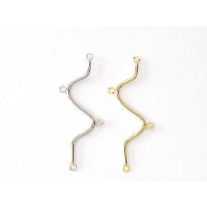 真鍮ワイヤーパーツ　カン付ウェーブ　46×17mm　1ヶ｜beadsshopj4
