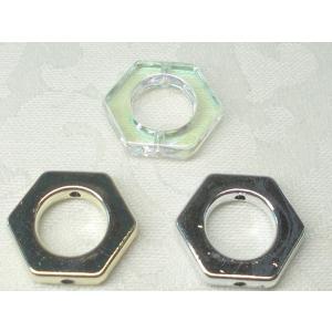 売切り 六角 リング １６ＭＭ １０ヶ メタル カラー ＆ オーロラ アクリル ビーズ アンド パー...