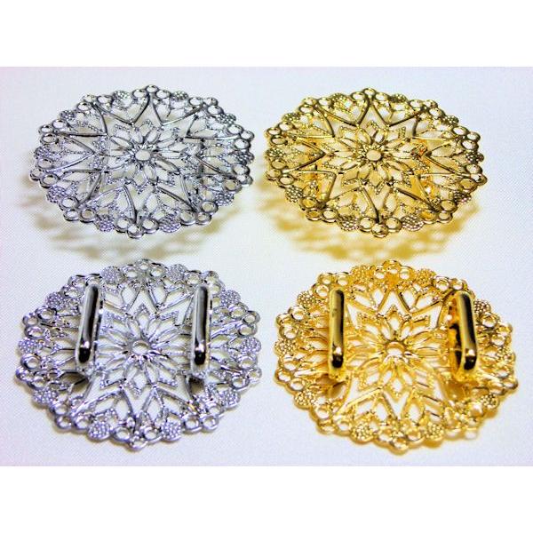 帯留め金具スカシ台 付 B 帯留 帯留め金具 メタルパーツ ビーズアンドパーツ 透かしパーツ アクセ...