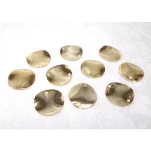 メタルプレートパーツ ゆがみウェーブ　15mm(2ヶ穴)　ライトゴールド (10ヶ）｜beadsshopj4