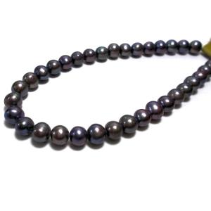 淡水パール　クロ　ポテト６〜７mm　20cm｜beadsshopj4