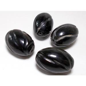 ヴィンテージ　水牛ビーズ　マルナツメ斜めスジ　約27×17mm　4ヶ｜beadsshopj4