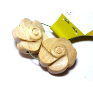 ナチュラルウッド　バラ彫り15mm　(2ヶ)｜beadsshopj4