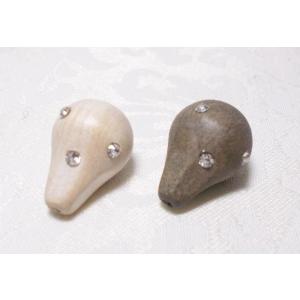 ガラスダイヤ入りウッドビーズ２（1ケ）１５Ｘ２１ＭＭ