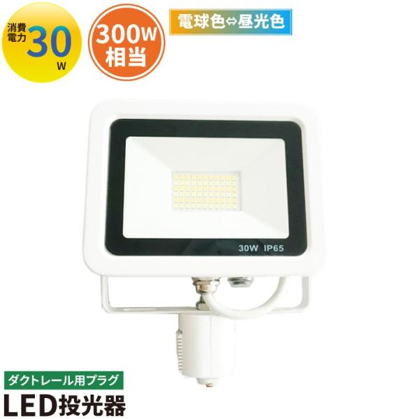 LED投光器 ダクトレール スポットライト 電球色 昼光色 黒 白 30W IP65 屋内 屋外 防...