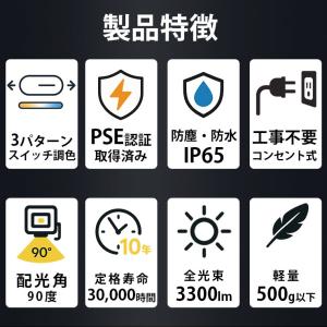 LED投光器 電球色 昼白色 昼光色 黒 白 ...の詳細画像3