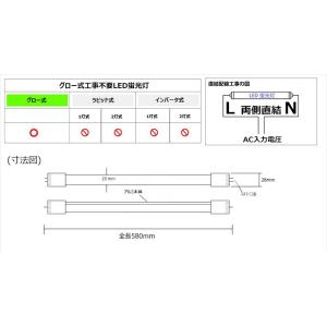 LED蛍光灯 直管 20W 58cm 電球色 ...の詳細画像2