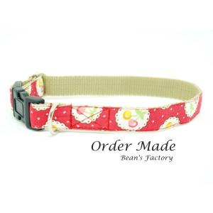 犬用首輪／ハーネス  さくらんぼレース  オーダーメイド品  小型犬  中型犬  子犬  （１０ｍｍ／１５ｍｍ／２０ｍｍ幅  猫の首輪  １０mm