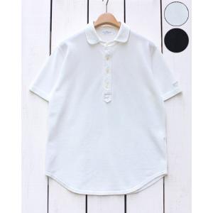 Arvor Maree アルボーマレー ピケプルオーバーシャツ ホワイト 洗い ブラック 後染め P...