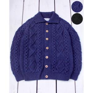 Athena Designs アテナ デザイン アランニットカーディガン Flat Collar A...