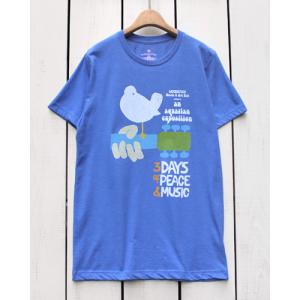 BLUESCENTRIC ブルースセントリック プリントTシャツ ウッドストック ヘザーブルー Print T-Shirts WOODSTOCK Heather Blue｜beardstore