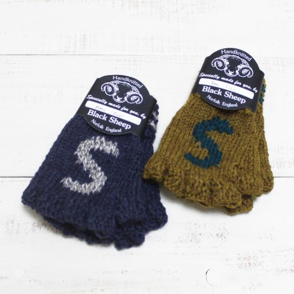 Black Sheep ブラックシープ 別注 フィンガーレスグローブ イニシャル S 指なし手袋 英...