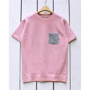 BONY CHOPS ボニーチョップス グッドオン 配色ポケット半袖スウェット コーラル ピンク 製...