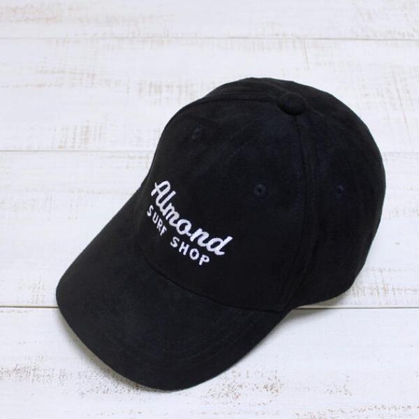 アーモンドサーフ スウェードキャップ ブラック Suede Cap 合皮 刺繍 ロゴ 6パネルトラッ...