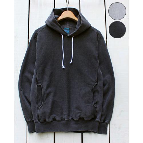 Good On グッドオン ヘビープルパーカー アッシュ ブラック 黒 製品染め ポケット付 Hea...
