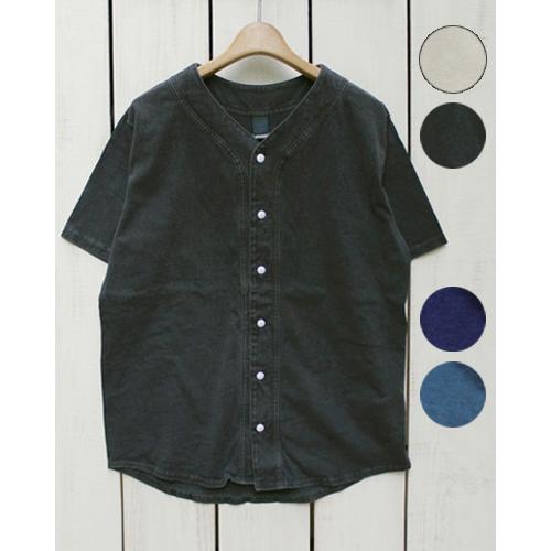 Good On グッドオン ベースボールシャツ ナチュラル ブラック ネイビー スレート 製品染め ...