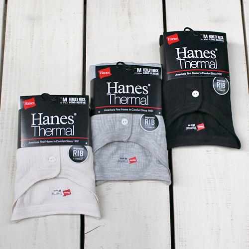 Hanes ヘインズ サーマルヘンリーネック長袖Ｔシャツ 3色展開 Thermal Henley N...