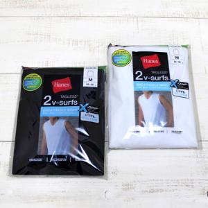 Hanes ヘインズ 2枚組 Vネックサーフシャツ 2P ホワイト ブラック X-Temp V Neck Surf Shirt ノースリーブ メッシュ ベースレイヤー 通気 吸汗 速乾 抗菌防臭｜beardstore