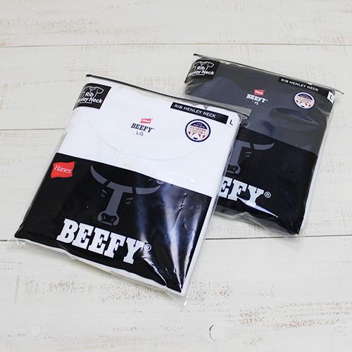 Hanes Beefy  ヘインズ ビーフィー リブヘンリー ネック半袖 ホワイト 白 ブラック 黒...