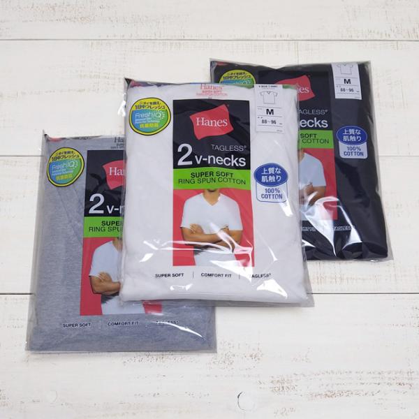 Hanes ヘインズ 2枚組 Vネック半袖Tシャツ ホワイト ヘザーグレー ブラック global ...