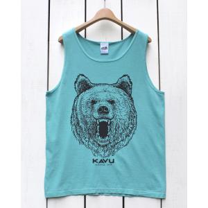 KAVU カブー プリントタンクトップ ベアー シーフォーム ブルー Bear Tank Top S...