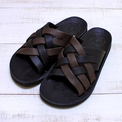 The Sandalman サンダルマン 別注 ウィーブレザーサンダル ブルハイド 2トーン ブラッ...