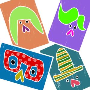 TaMa たま ポストカード 4枚セット Post Card 4-Set ハガキ 絵葉書 かわいい カラフル イラスト アート メール便限定送料無料｜beardstore