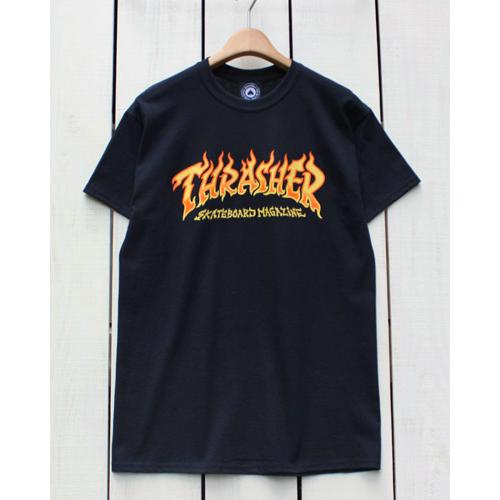 Thrasher スラッシャー プリントTシャツ ブラック 黒 ファイアロゴ Fire Logo T...