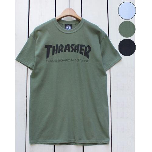 Thrasher スラッシャー プリントTシャツ ホワイト オリーブ ブラック ロゴプリント Ska...