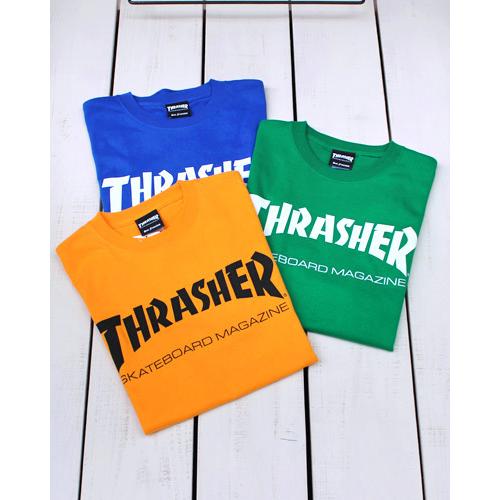 Thrasher スラッシャー プリントTシャツ ゴールド ロイヤル グリーン ロゴプリント Ska...