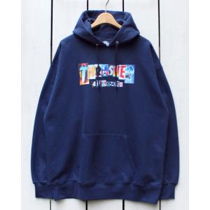 Thrasher スラッシャー 40周年 プリントプルパーカー ネイビー 裏起毛 40 Years Hood Navy 記念 限定 スケート ストリート｜beardstore