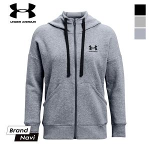 アンダーアーマー UNDER ARMOUR UAライバルフリース ロゴフーディー 1356400 ブラック グレー 裏起毛 レディース ウィメンズ 婦人 女性 交換無料｜bearfoot-shoes