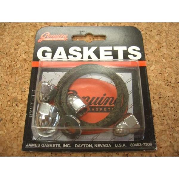 JAMES GASKET・エキゾーストポート ガスケット＆クローム ナットキット　DS-174749