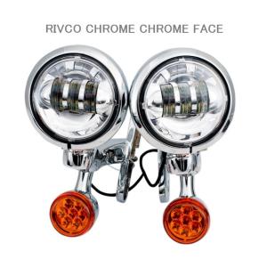 RIVCO  LED補助ライト＆LEDターンシグナルキット クロームブラケット CHフェイス　MV185　2020-1576　ハーレー　｜bears-hd-store