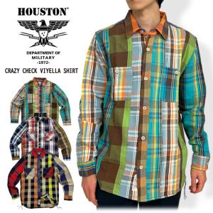 Houston ヒューストン クレイジーチェックビエラシャツ チェックシャツ ネルシャツ 厚手 ヘヴィーオンス 長袖 カジュアル アメカジ 柄 定番 41058の商品画像