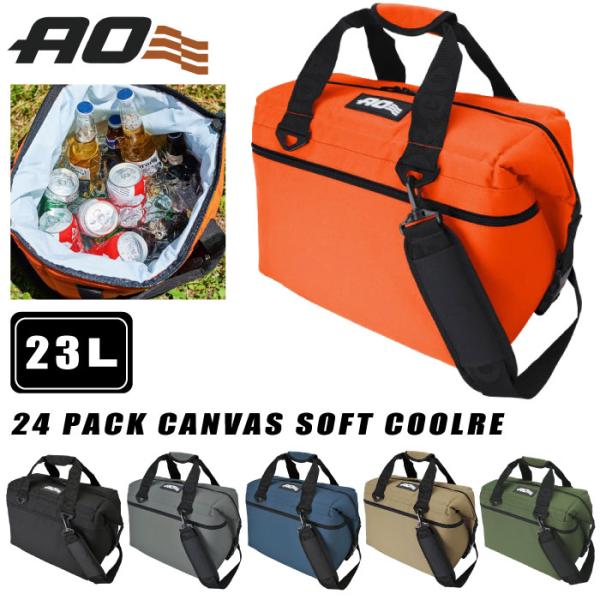 AO Coolers 24パックキャンバスソフトクーラー 23L ショルダーベルト付き 保冷バッグ ...