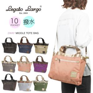 Legato Largo ナイロン調 10ポケット 2WAY ミドルトートバッグ 撥水加工 ミニトート ショルダーバッグ レガートラルゴ LH-F1351 正規品｜bears-mall