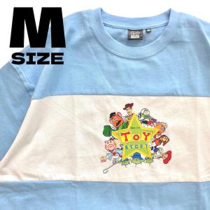 ゆうパケット1点まで可能 トイストーリー BIG切り替え プリント半袖Tシャツ ディズニー キャラクター パステルブルー Mサイズ｜bears-nkd