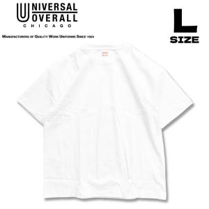 UNIVERSAL OVERALL ユニバーサルオーバーオール 半袖Tシャツ メンズ UVOP-002 無地 シンプル 白 ホワイト Lサイズ｜bears-nkd