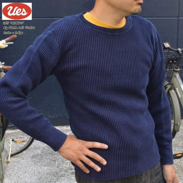 UES ウエス "60BW-I" インディゴ ビッグワッフル Tシャツ サーマル [L/STee]