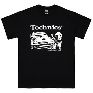 [Lサイズ]Technics （テクニクス） ターンテーブル ヴィンテージデザイン Tシャツ #1 ブラック