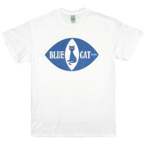 [Mサイズ]Blue Cat（ブルーキャット） Records by Trojan SKA スカ 猫目 ネコ ロゴTシャツ 白