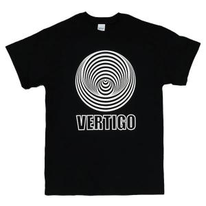 [Sサイズ]Vertigo（ヴァーティゴ）Records レーベル Swirl 渦巻き うずまき ロゴ ロックTシャツ 黒｜beatbomb-tees