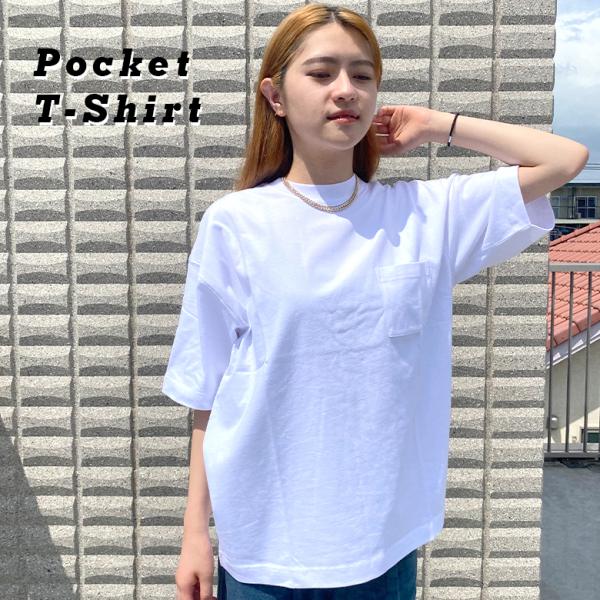 Tシャツ ポケット付き ビッグシルエット 半袖 ホワイト ブラック レディース 大きいサイズ ティー...