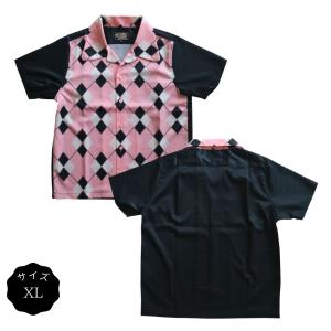 ダイヤ パネルプリントシャツ レッド サイズL グッドロッキン