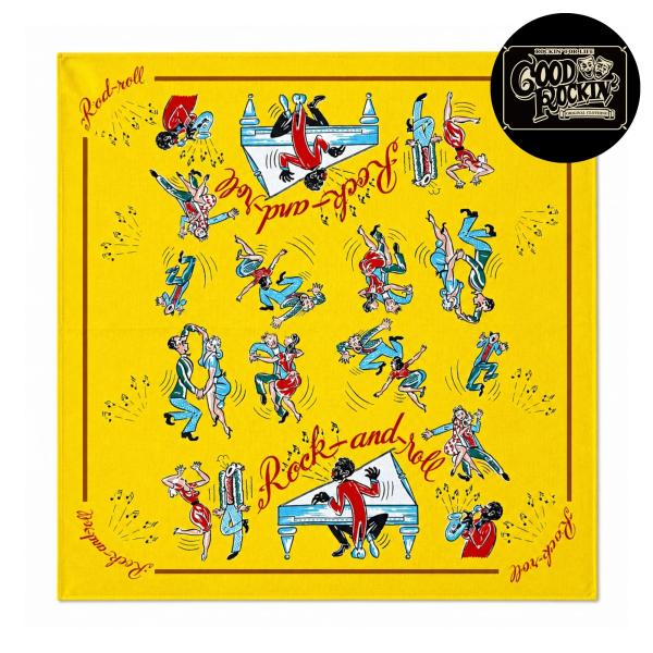 ヴィンテージスタイルバンダナ Rock and Roll GOOD ROCKIN' ロカビリーファッ...