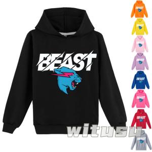 春秋 子供服 パーカー キッズ フード付き Mr beast トレーナー