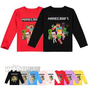 8色 Minecraft マインクラフト ロンT 長袖 Tシャツ 綿100％ 子供 キッズ レディー...