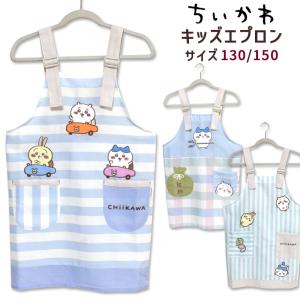 キッズ エプロン ちいかわ H型 130・150 子供用 かわいい 調理実習 ボーダー チェック ストライプ ジュニア メール便可 送料無料