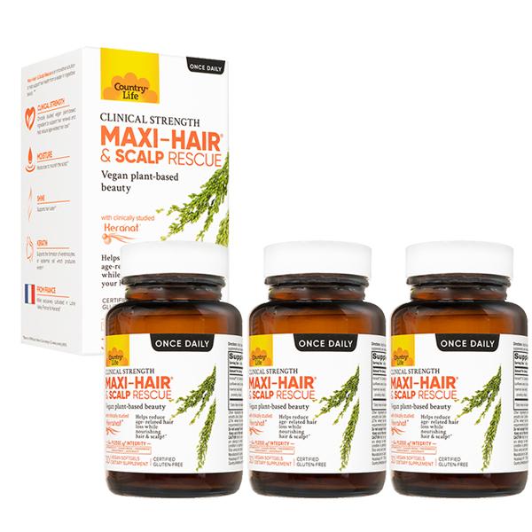 カントリーライフ マキシヘア&amp;スカルプレスキュー 30錠 3本 CountryLife Maxi-H...
